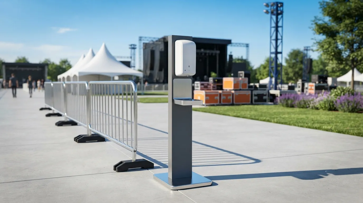 Two-bay portable handwashing station with foot pumps and soap