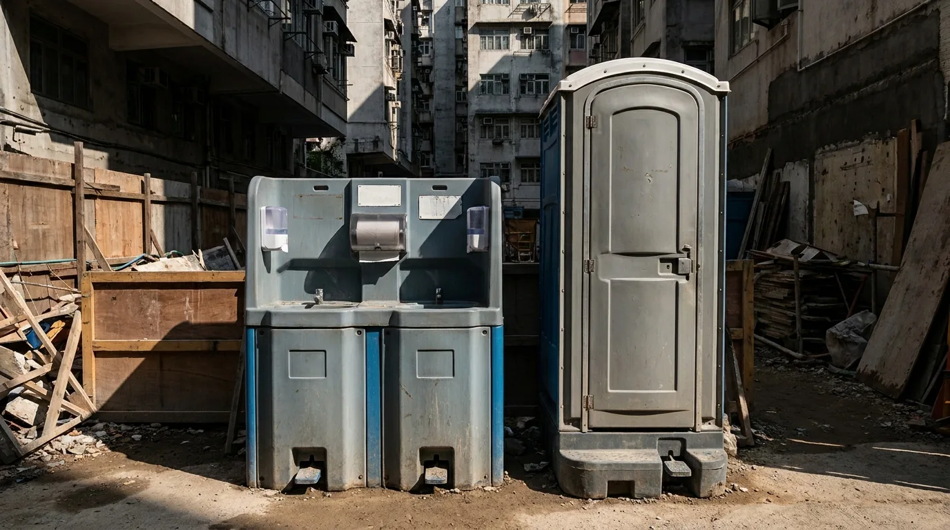 Two-bay portable handwashing station with foot pumps and soap