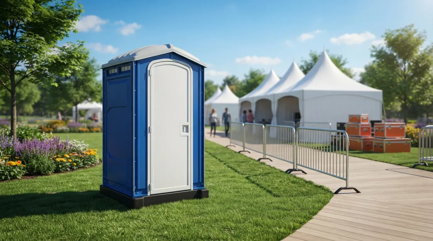 Portable toilet standing at a house renovation